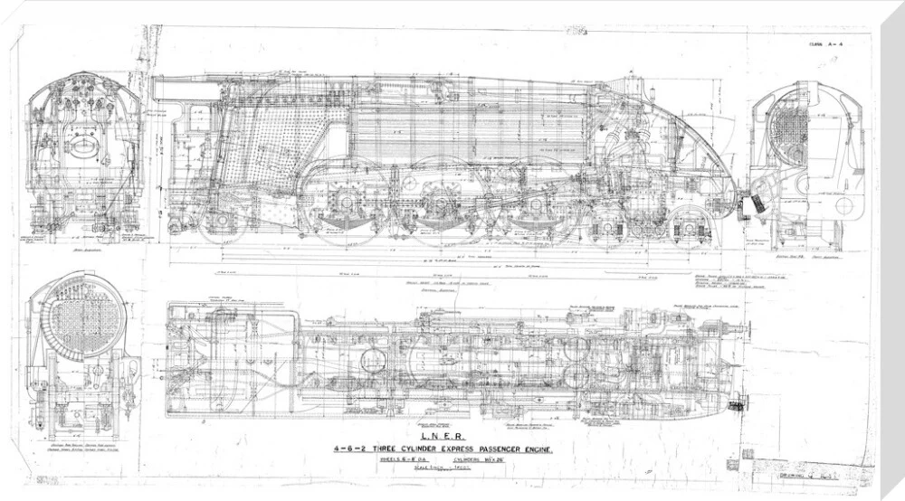 General arrangement drawing of LNER A4 class locomotives including 4468 Mallard, 1938. - Image 67