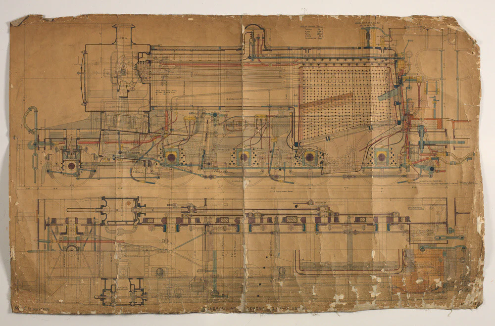 General arrangement of Somerset and Dorset Joint Railway 7F 2-8-0 locomotive, 1913.