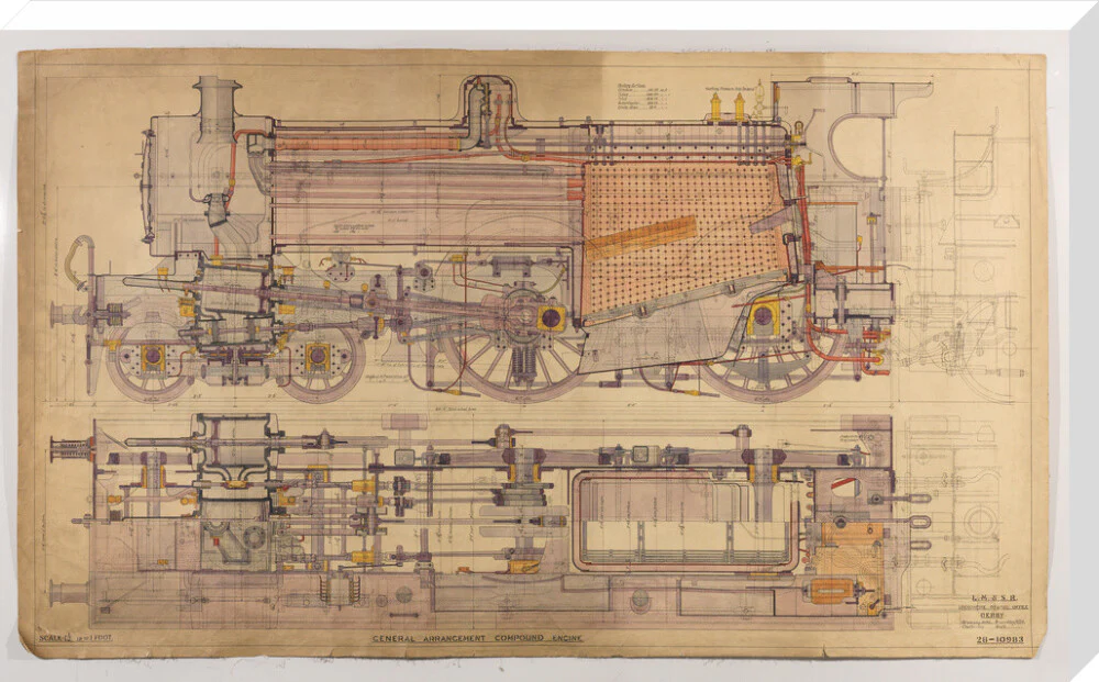 General arrangement of compound 4-4-0 locomotive, 1928. - Image 34