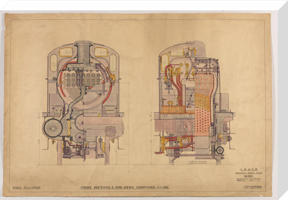 Cross sections of compound 4-4-0 locomotive, 1928. - Image 33