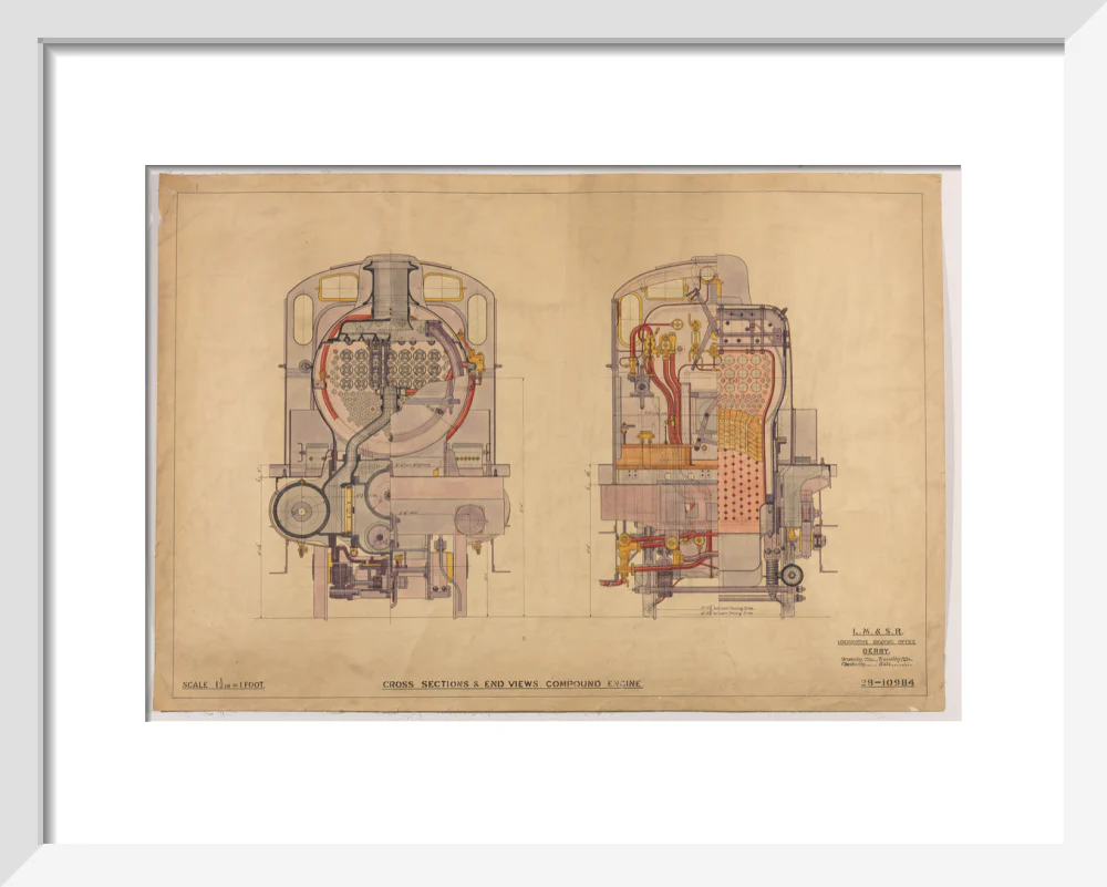 Cross sections of compound 4-4-0 locomotive, 1928. - Image 37