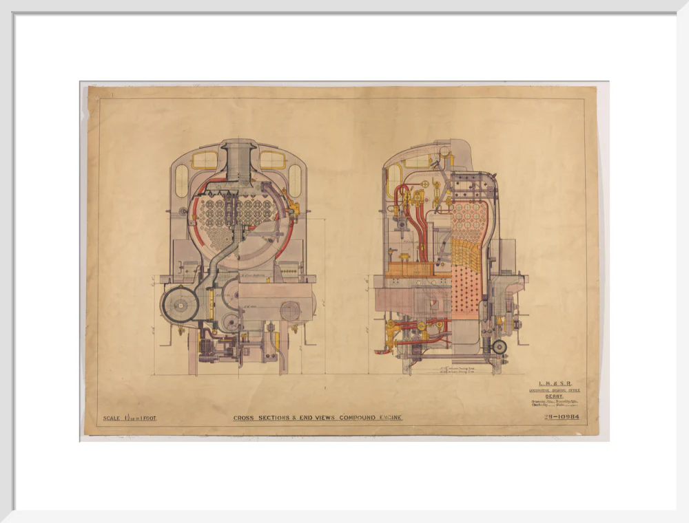 Cross sections of compound 4-4-0 locomotive, 1928. - Image 52