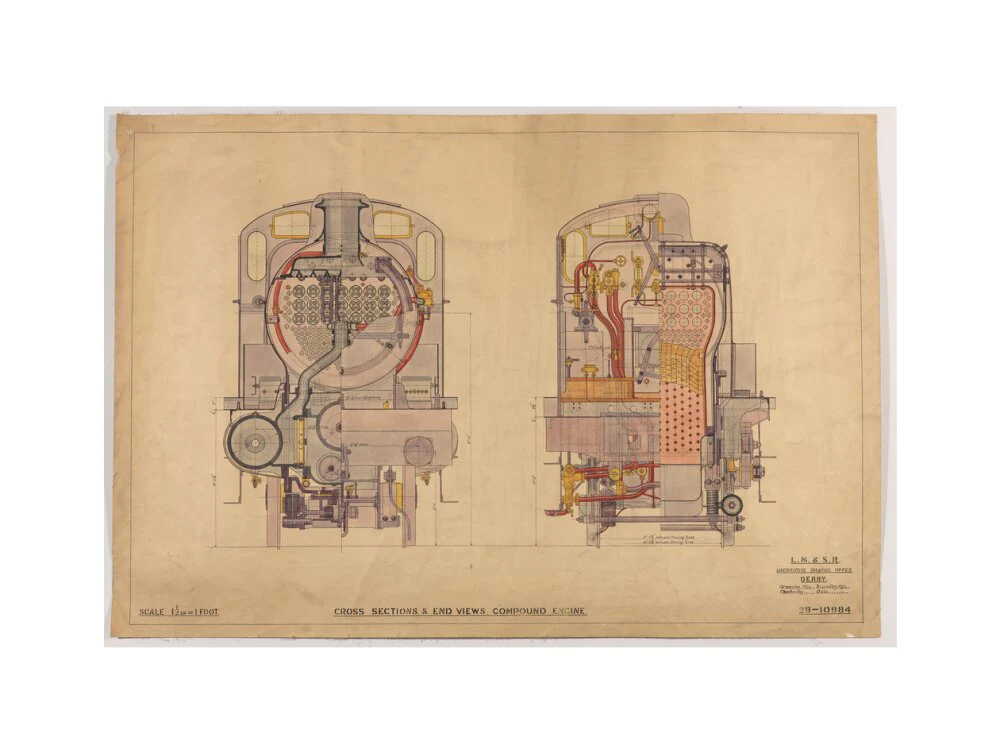 Cross sections of compound 4-4-0 locomotive, 1928. - Image 55