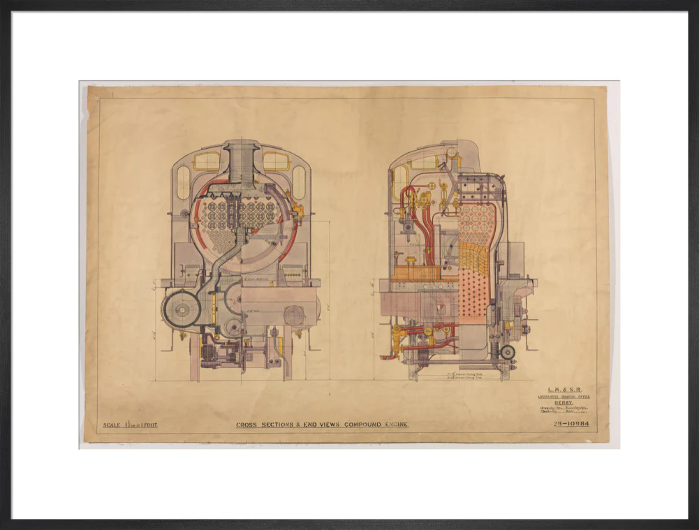 Cross sections of compound 4-4-0 locomotive, 1928. - Image 56