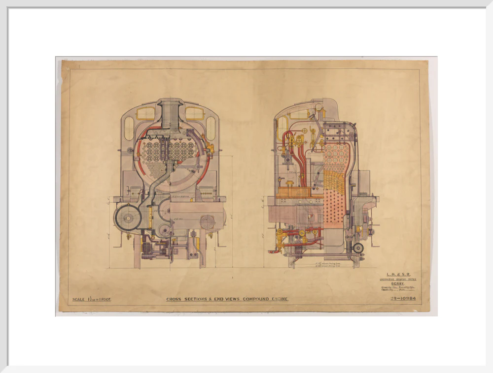 Cross sections of compound 4-4-0 locomotive, 1928. - Image 57