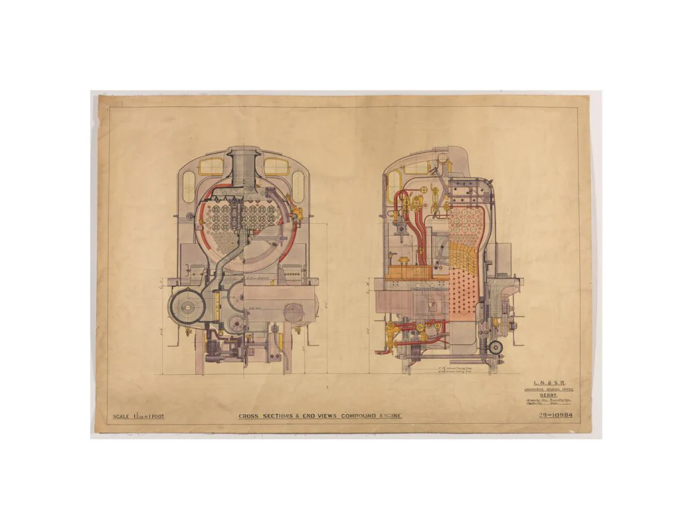 Cross sections of compound 4-4-0 locomotive, 1928. - Image 60