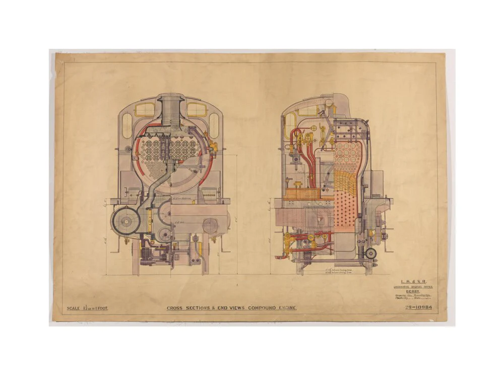 Cross sections of compound 4-4-0 locomotive, 1928. - Image 61