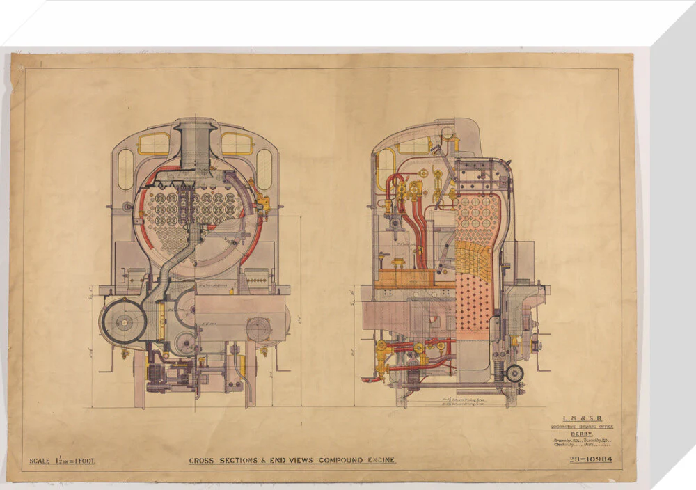 Cross sections of compound 4-4-0 locomotive, 1928. - Image 64