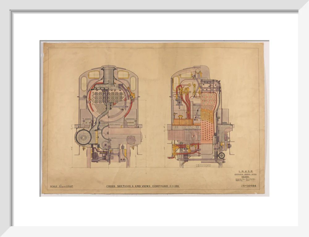 Cross sections of compound 4-4-0 locomotive, 1928. - Image 9