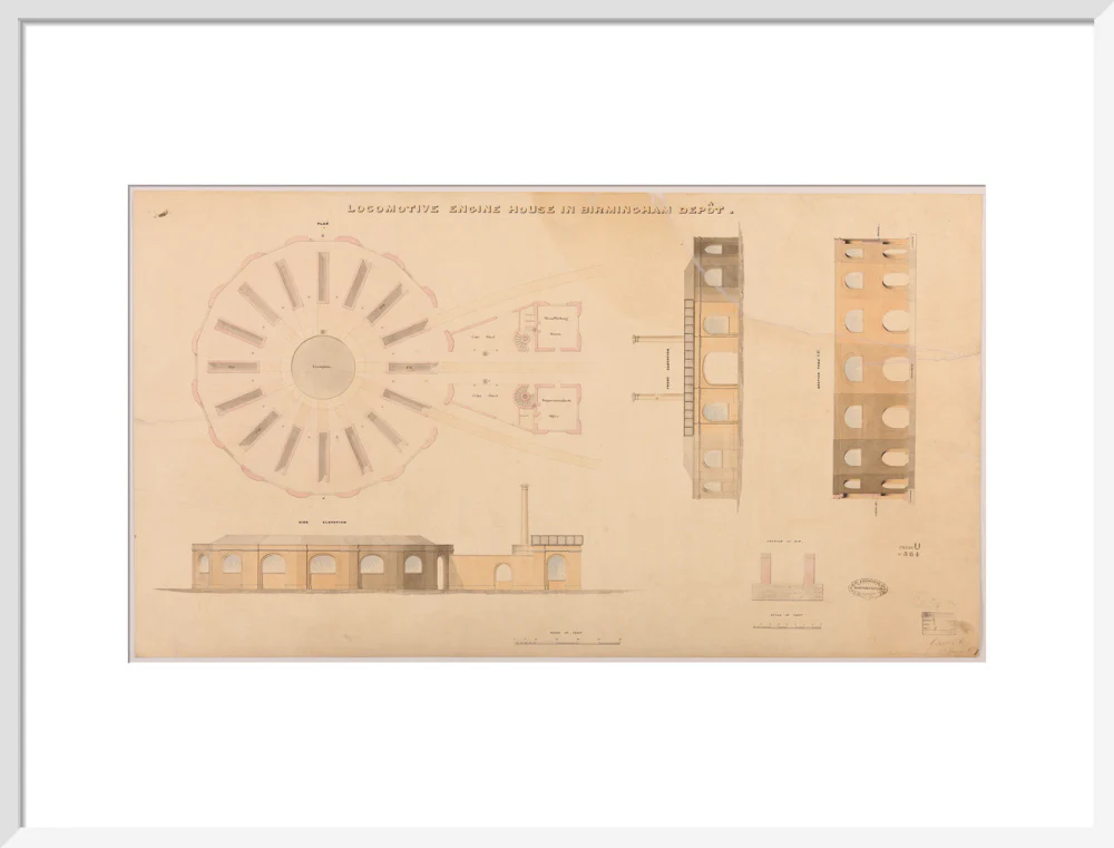 Locomotive engine house at Birmingham Curzon Street station, 1837. - Image 19