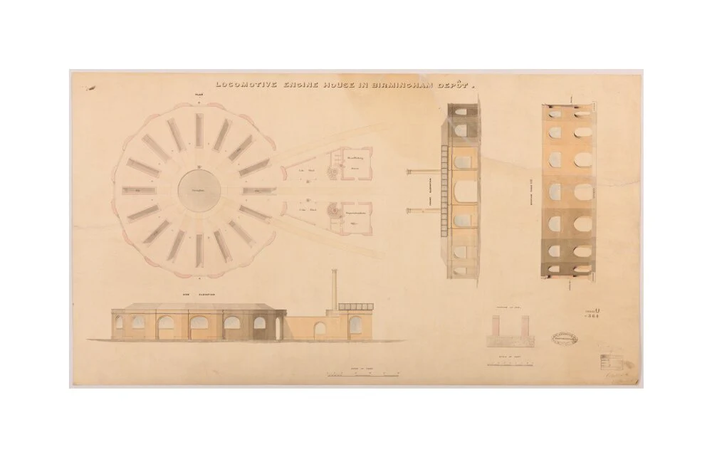 Locomotive engine house at Birmingham Curzon Street station, 1837. - Image 28