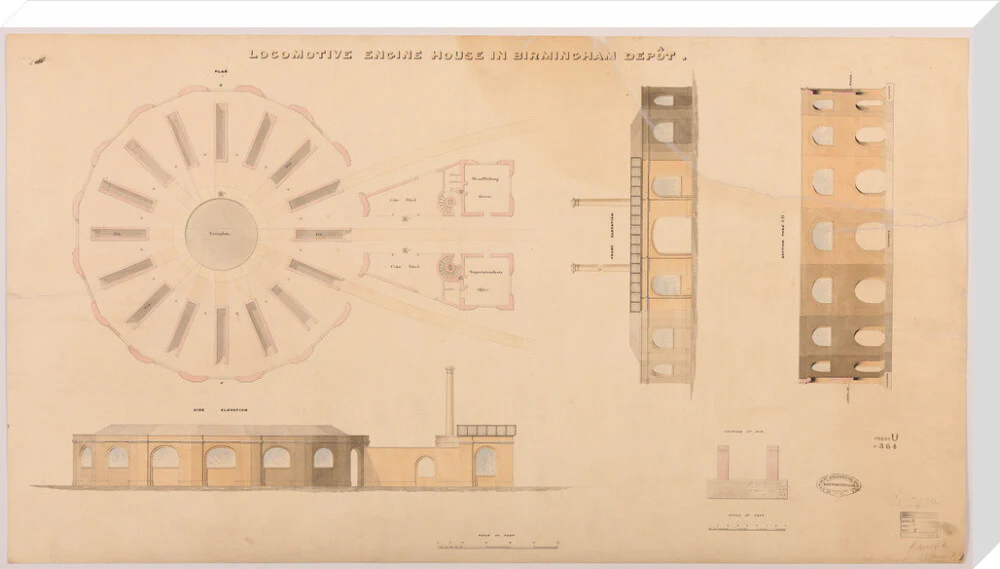 Locomotive engine house at Birmingham Curzon Street station, 1837. - Image 34