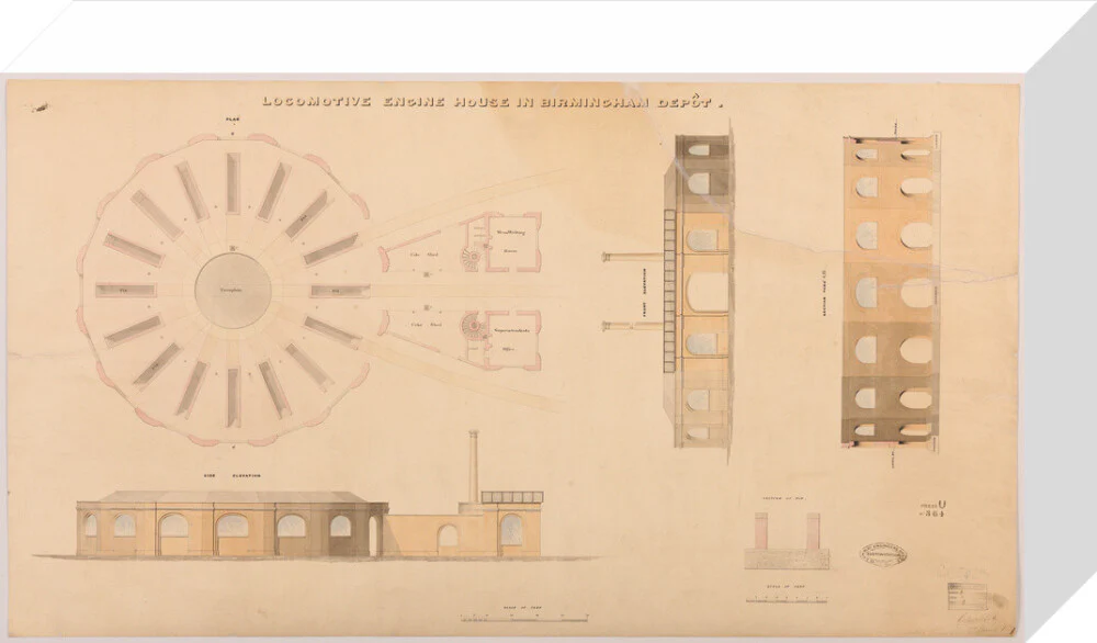 Locomotive engine house at Birmingham Curzon Street station, 1837. - Image 64