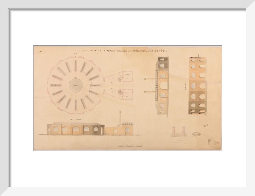Locomotive engine house at Birmingham Curzon Street station, 1837. - Image 9