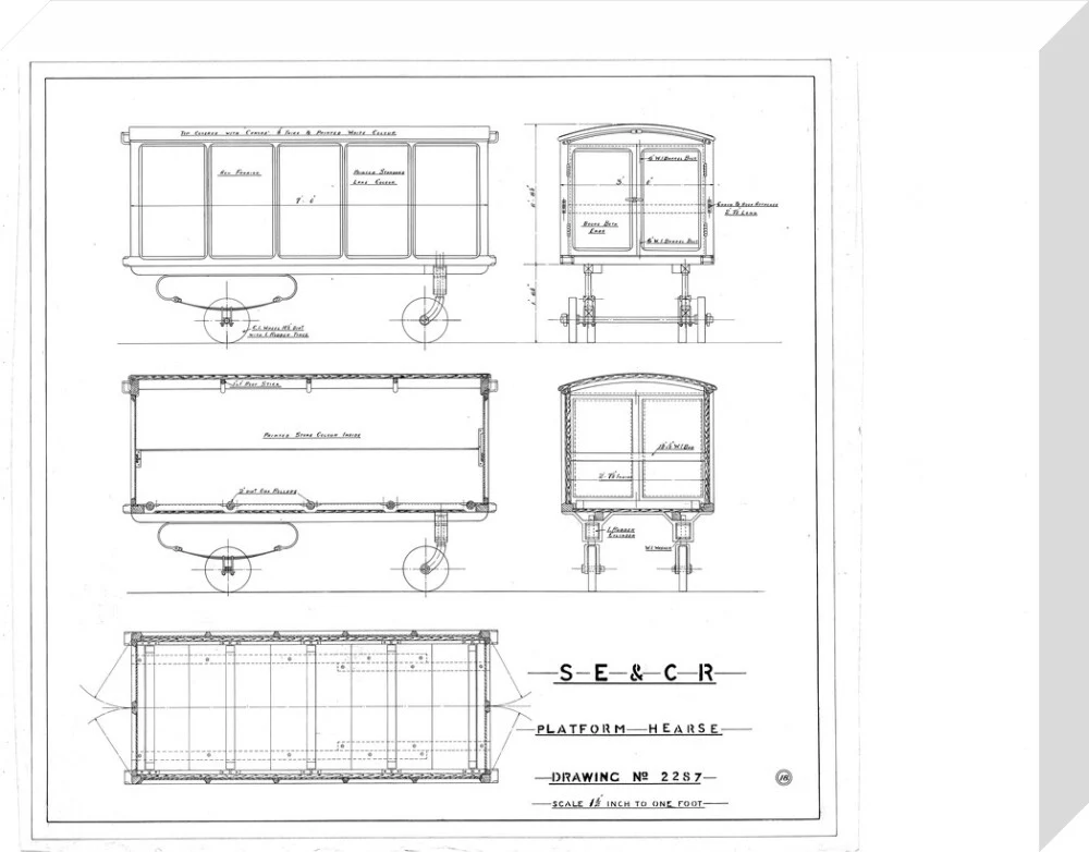 Platform hearse, South Eastern and Chatham Railway drawing 2287. - Image 32