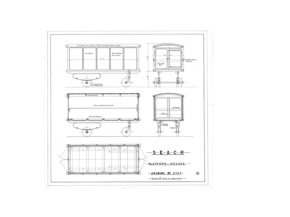 Platform hearse, South Eastern and Chatham Railway drawing 2287. - Image 55