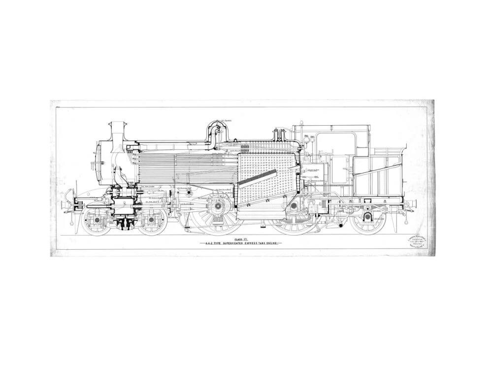 Class I3 4-4-2T superheated express tank engine, side elevation annotated with oiling points. - Image 45