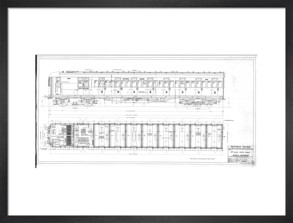 General arrangement of 3rd (third) class motor coach, Southern Railway, 1940. - Image 13