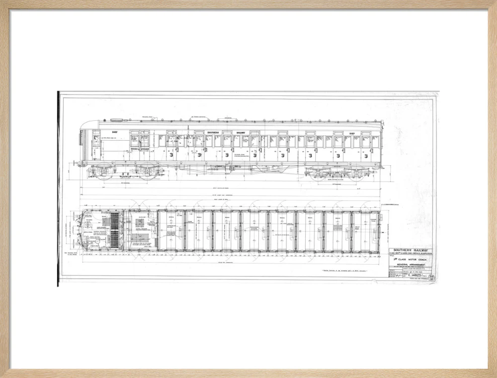 General arrangement of 3rd (third) class motor coach, Southern Railway, 1940. - Image 21