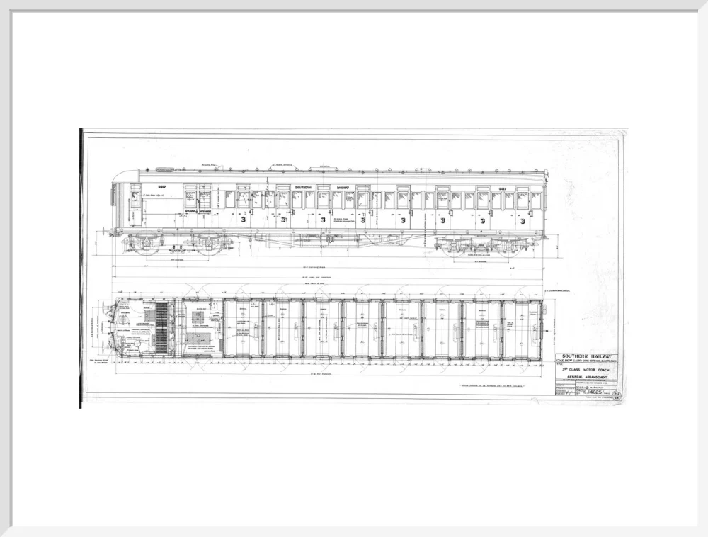 General arrangement of 3rd (third) class motor coach, Southern Railway, 1940. - Image 24