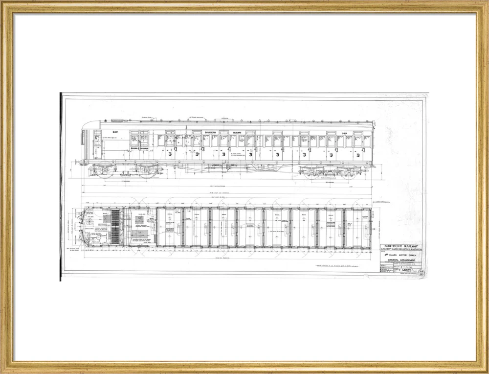 General arrangement of 3rd (third) class motor coach, Southern Railway, 1940. - Image 53
