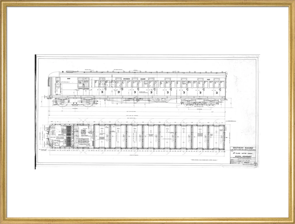 General arrangement of 3rd (third) class motor coach, Southern Railway, 1940. - Image 58