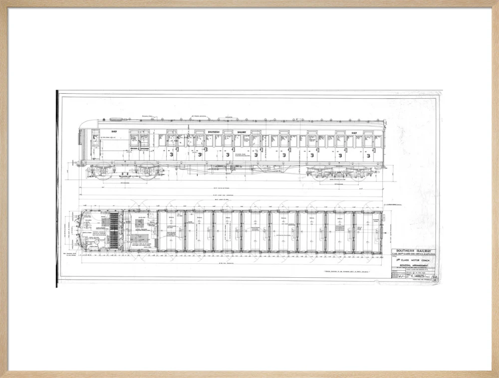 General arrangement of 3rd (third) class motor coach, Southern Railway, 1940. - Image 59