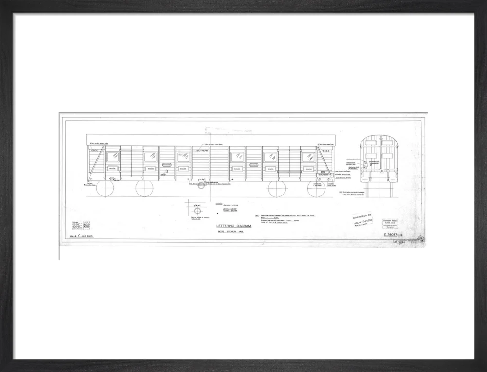 Lettering diagram for bogie scenery van, Southern Railway, 1937. - Image 46