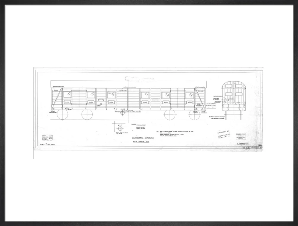Lettering diagram for bogie scenery van, Southern Railway, 1937. - Image 56