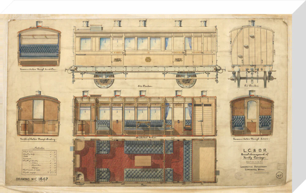 General arrangement of family carriage, London, Chatham and Dover Railway, 1881. - Image 65