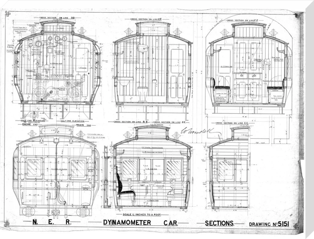 Sections of dynamometer car, North Eastern Railway (NER). - Image 34