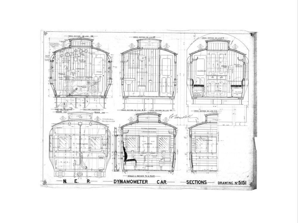 Sections of dynamometer car, North Eastern Railway (NER). - Image 40