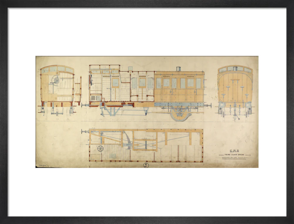 General arrangement of third class break (brake) carriage, Great Northern Railway, 1872. - Image 13