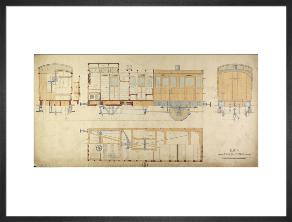 General arrangement of third class break (brake) carriage, Great Northern Railway, 1872. - Image 51