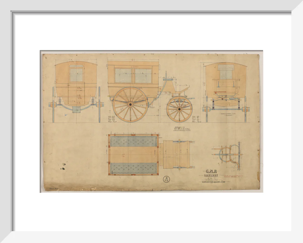 Drawing of horse drawn omnibus number 1242, Great Northern Railway, 1881. - Image 37