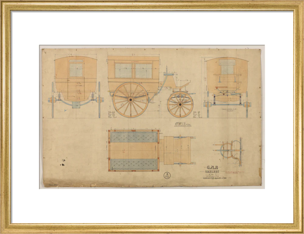 Drawing of horse drawn omnibus number 1242, Great Northern Railway, 1881. - Image 48