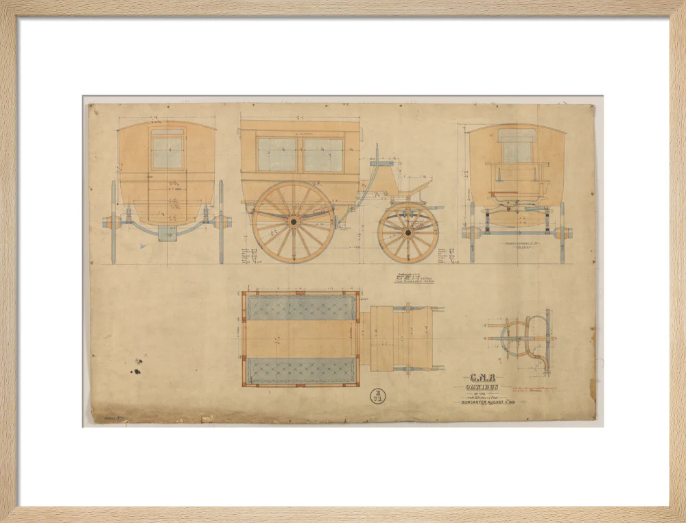 Drawing of horse drawn omnibus number 1242, Great Northern Railway, 1881. - Image 49