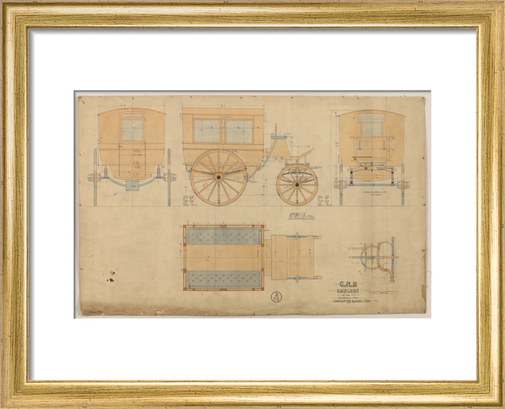 Drawing of horse drawn omnibus number 1242, Great Northern Railway, 1881. - Image 5