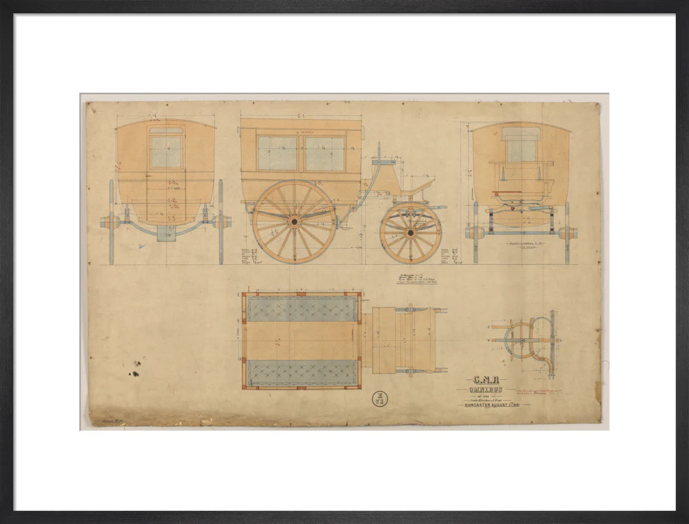 Drawing of horse drawn omnibus number 1242, Great Northern Railway, 1881. - Image 51