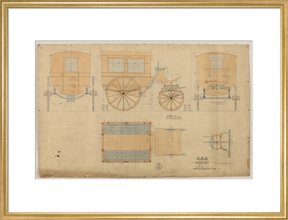 Drawing of horse drawn omnibus number 1242, Great Northern Railway, 1881. - Image 53