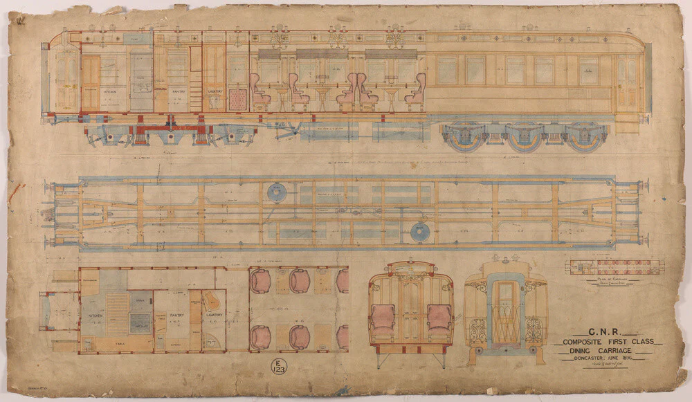 General arrangement of composite first class dining carriage, Great Northern Railway, 1896.