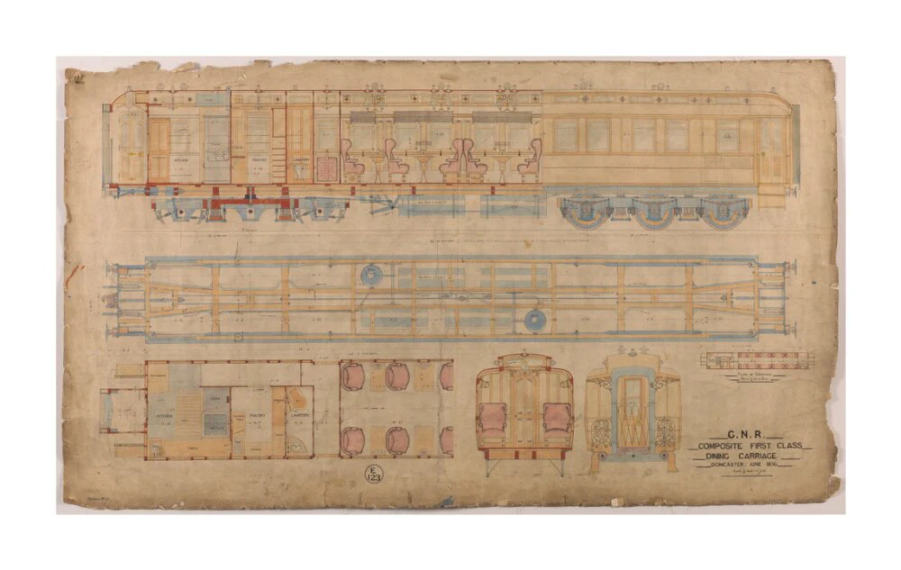 General arrangement of composite first class dining carriage, Great Northern Railway, 1896. - Image 30