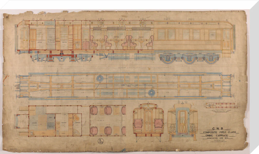 General arrangement of composite first class dining carriage, Great Northern Railway, 1896. - Image 33