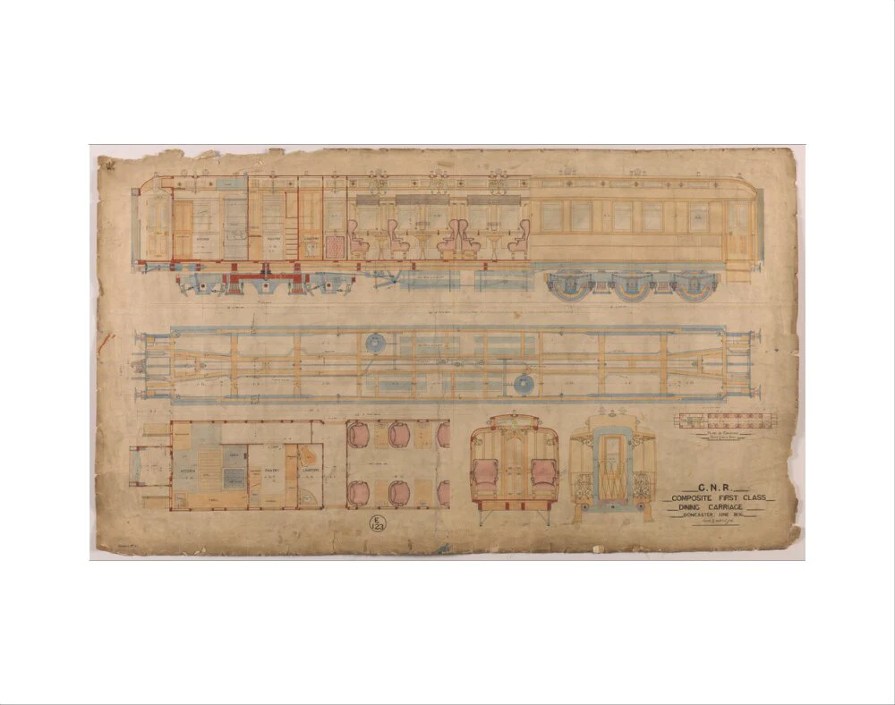 General arrangement of composite first class dining carriage, Great Northern Railway, 1896. - Image 35
