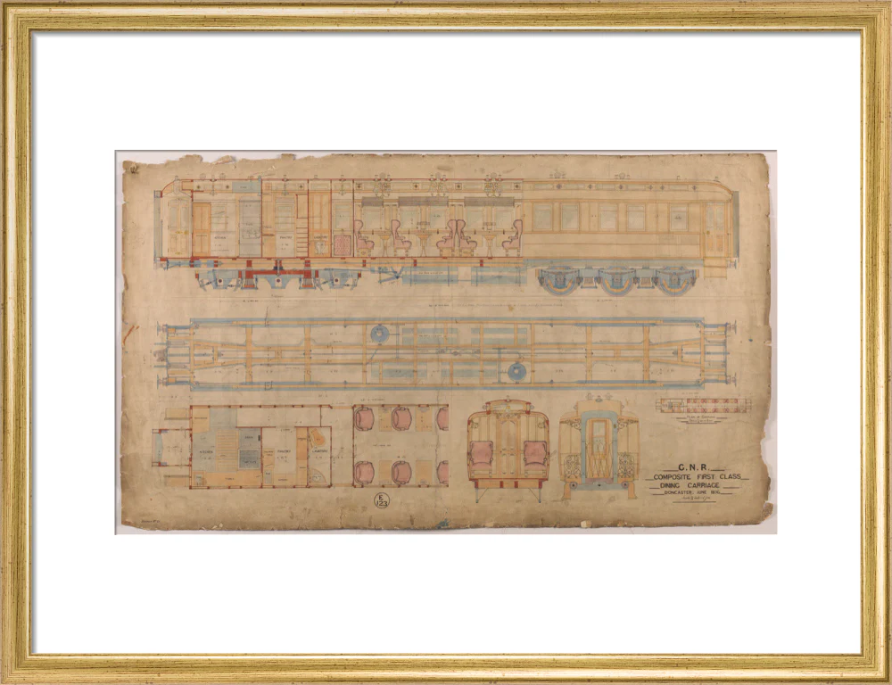 General arrangement of composite first class dining carriage, Great Northern Railway, 1896. - Image 48