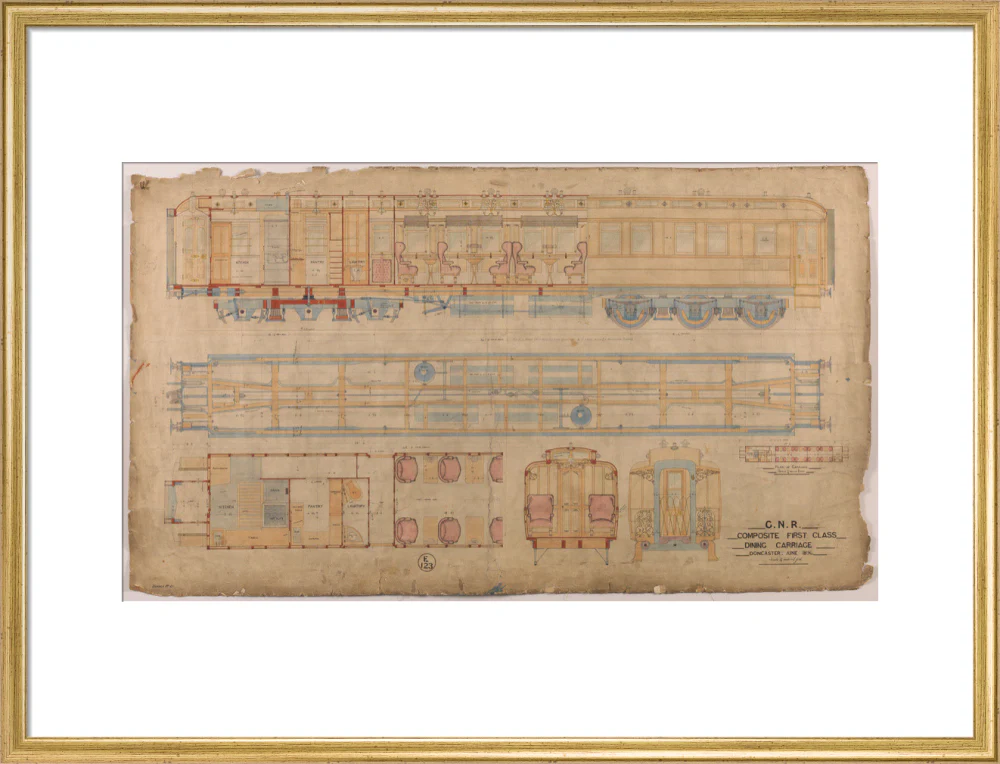 General arrangement of composite first class dining carriage, Great Northern Railway, 1896. - Image 53