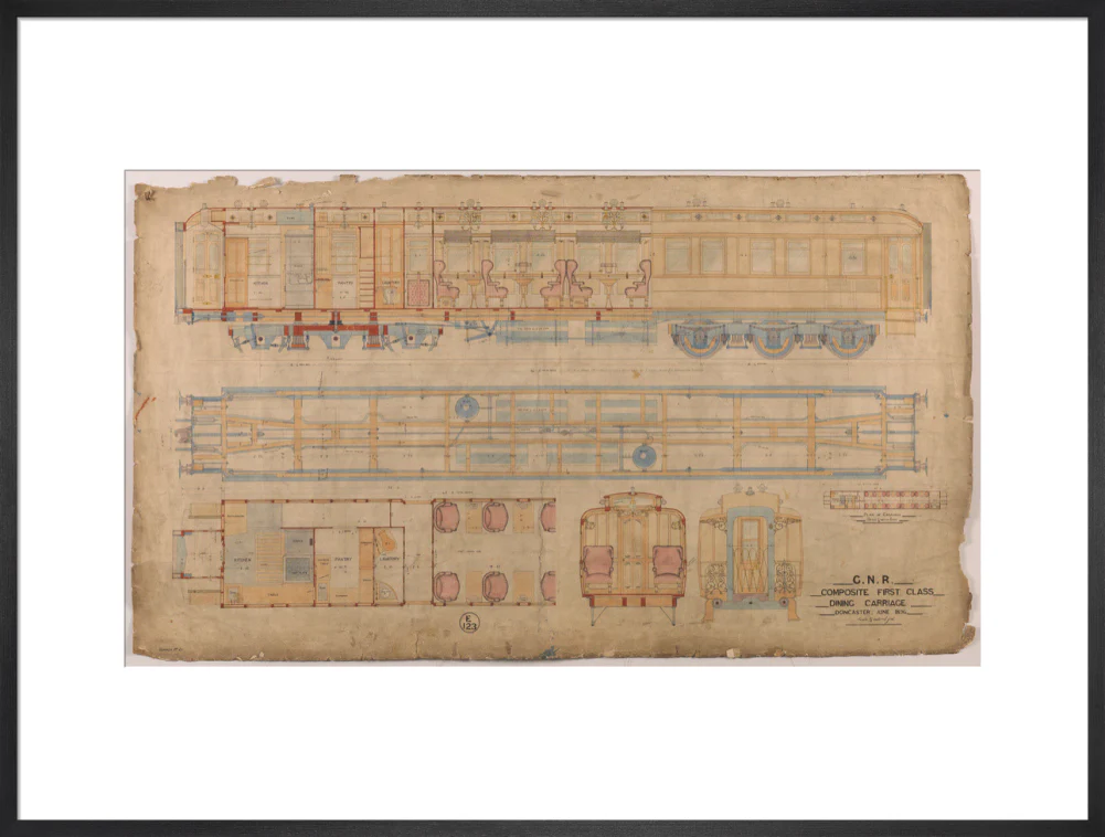 General arrangement of composite first class dining carriage, Great Northern Railway, 1896. - Image 56