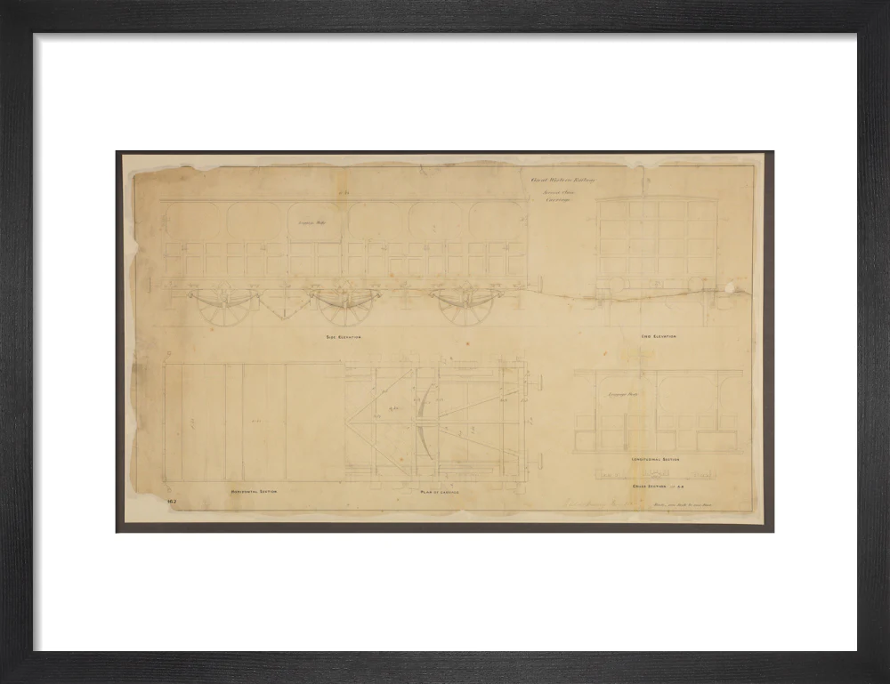 Drawing, Great Western Railway broad gauge 6-wheeled second class passenger carriage, May 1839. - Image 41