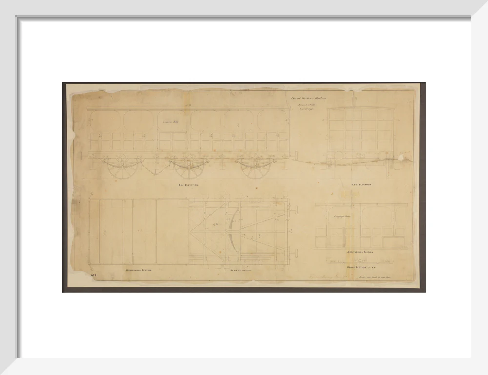 Drawing, Great Western Railway broad gauge 6-wheeled second class passenger carriage, May 1839. - Image 42