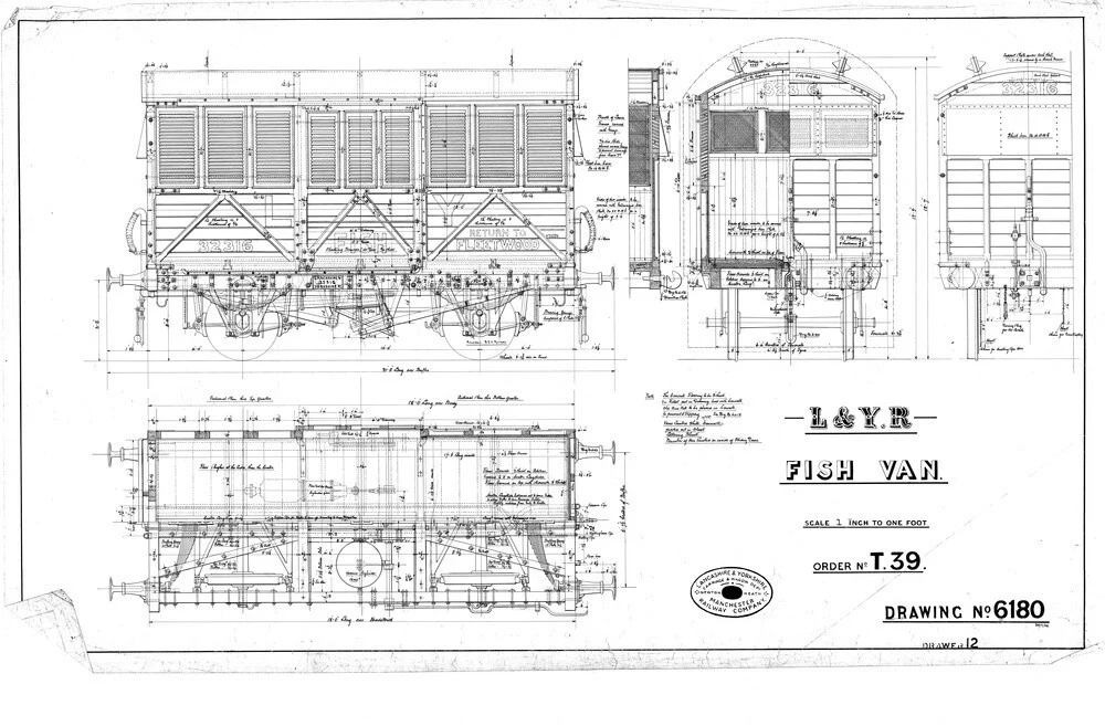 General arrangement of fish van, order T39, Lancashire and Yorkshire Railway, 1906.